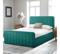 Comfy Living Brighton Brushed Velvet Fabric Ottoman Bed Frame - A Stylish and Functional Statement Piece for Your Bedroom - Green - King