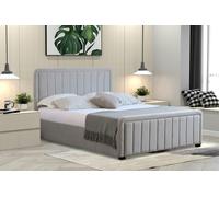 Comfy Living Brighton Brushed Velvet Fabric Ottoman Bed Frame - A Stylish and Functional Statement Piece for Your Bedroom - Light Grey - Double