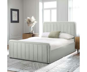 Comfy Living Brighton Brushed Velvet Fabric Ottoman Bed Frame - A Stylish and Functional Statement Piece for Your Bedroom - Cream - King