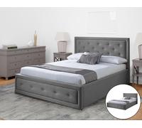 Comfy Living Colorado Fabric Diamante Ottoman Bed Frame - Stylish Storage Solution for Your Bedroom - Grey - 5ft