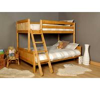 Comfy Living Enmore Wooden Triple Bunk Bed - Practical & Aesthetically Pleasing Addition for Your Home - Caramel