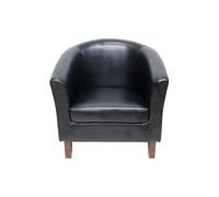 Comfy Living Faux Leather Tub Chair - Chic & Comfortable Seating Solution for Your Living Space - Black