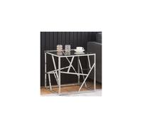Comfy Living Glass and Metal Square End Table Side Table, Gold or Silver (Silver)