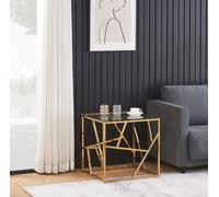 Comfy Living Glass And Metal Square End Table Side Table In Gold Or Silver Living Room - Gold