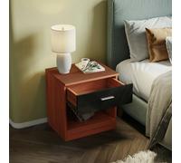 Comfy Living High Gloss Bedroom Furniture 3 Piece Trio Set Wardrobe Chest Bedside - WALNUT/BLACK GLOSS - Bedside Table