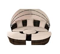 Comfy Living Ltd 210cm Rattan Outdoor Garden Patio Day Bed Furniture Lounger Sofa Table & Canopy Set in Brown Comfy Living Ltd Brown