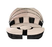 Comfy Living Ltd 210cm Rattan Outdoor Garden Patio Day Bed Furniture Lounger Sofa Table & Canopy Set in Black Comfy Living Ltd Black