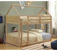 Comfy Living Ltd 3ft House Style Bunkbed in Natural Grey or White | Size: Single Comfy Living Ltd Natural Single