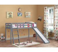 Comfy Living Ltd 3ft Wooden Mid Sleeper Various Colours With Slide in Grey | Size: Single Comfy Living Ltd Grey Single