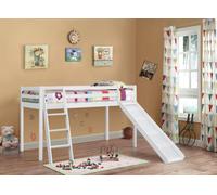 Comfy Living Ltd 3ft Wooden Mid Sleeper Various Colours With Slide in White | Size: Single Comfy Living Ltd White Single