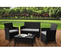 Comfy Living Ltd 4PC Rattan Garden Patio Furniture Set - 2 Chairs 1 Sofa & Coffee Table With Cover in Black Comfy Living Ltd Black