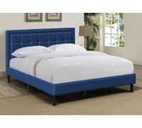 Comfy Living Ltd Fabric Bedframe With Buttoned Headboard in Dark Blue | Size: King Comfy Living Ltd Dark Blue King