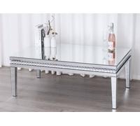 Comfy Living Ltd Mirrored Coffee Table with Crystal Detail in Silver Comfy Living Ltd Silver