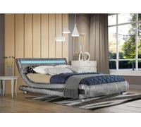 Comfy Living Ltd Modern Curved Crushed Velvet Bedframe With LED Strip in Silver | Size: King Comfy Living Ltd Silver King