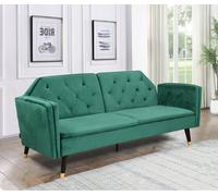 Comfy Living Ltd Plush Velvet Tufted Sofa Bed In Various Colours With Black & Gold Legs in Green Comfy Living Ltd Green
