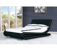 Comfy Living Mallorca Faux Leather Bed Frame - Sleek & Modern Upgrade for Your Bedroom Decor - Black - 4ft6