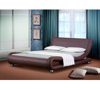 Comfy Living Mallorca Faux Leather Bed Frame - Sleek & Modern Upgrade for Your Bedroom Decor - Chocolate - 4ft6
