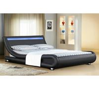 Comfy Living Mallorca Faux Leather LED Bed Frame - Modern & Illuminating Feature for Your Stylish Bedroom - Black - 5ft