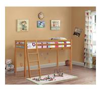 Comfy Living Mid Sleeper Bed In Natural Caramel White Or Grey (No Mattress, Caramel)