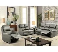 Comfy Living Milan Reclining Luxury Faux Leather Sofa Set - Indulge in the Ultimate Comfort and Style for Your Living Room - Light Grey - 3+2+1 Piece Set