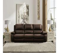 Comfy Living Milan Reclining Luxury Faux Leather Sofa Set - Indulge in the Ultimate Comfort and Style for Your Living Room - Brown - 3 Seater only