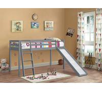 Comfy Living Practical 3ft Wooden Mid Sleeper Bed - A Stylish and Space-Efficient Choice for Your Child’s Bedroom - Grey - Slide Included