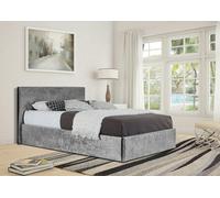 Comfy Living Prado Crushed Velvet Ottoman Bed Frame - Silver - 4ft6