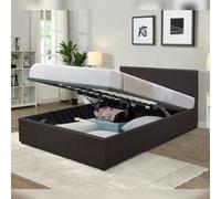 Comfy Living Prado Faux Leather Ottoman Bed Frame - Chocolate - 4ft6