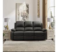 Comfy Living Reclining Fabric Sofa In Dark Grey 3 Piece