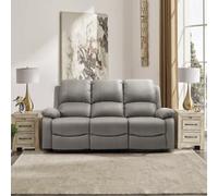 Comfy Living Reclining Fabric Sofa In Light Grey 3 Piece