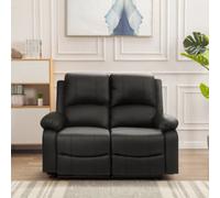 Comfy Living Reclining Faux Leather Sofa In Black 2 Piece