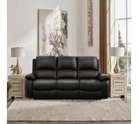 Comfy Living Reclining Faux Leather Sofa In Black 3 Piece