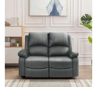 Comfy Living Reclining Faux Leather Sofa In Dark Grey 2 Seater Sofa