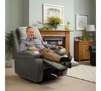 Comfy Living Reclining Faux Leather Sofa Light Grey- Armchair