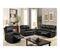 Comfy Living Reclining Faux Leather Sofa Set In Black- 3 Piece, 2 Piece