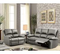 Comfy Living Reclining Faux Leather Sofa Set In Light Grey - 3 Piece, 2 Piece