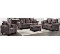Comfy Living Tivoli Sofa Set: Brushed Velvet for a Luxurious Living Room Experience - Mottled Mink - 3+2+1 Full Set
