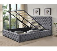 Comfy Living Tufted Fabric Gas Lift Ottoman Bed Frame, 3ft, 4ft6, or 5ft Grey Green Bedroom - Grey - Double