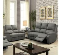 Comfy Living Venice Reclining Luxury Fabric Sofa Set - Light Grey - 3+2 Piece Set