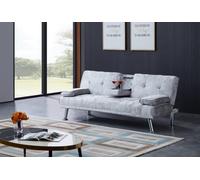 Comfy Living Verona Crushed Velvet Sofa Bed with Drink Cup Holder - Silver