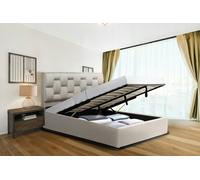 Comfy Living Wellington Plush Velvet Ottoman Bedframe - Cream - 4ft6