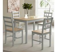 Comfy Living Wooden Dining Table Set 2 or 4 Chairs Various Colours Kitchen Dining Furniture - Table + 4 Chairs - Grey With Natural Top