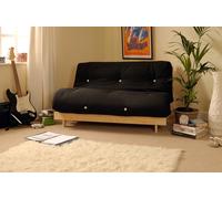 Comfy Living Wooden Futon sofa bed frame with a Standard Mattress - Black - 2ft6