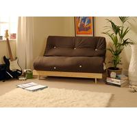Comfy Living Wooden Futon sofa bed frame with a Standard Mattress - Chocolate - 4ft6