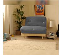 Comfy Living Wooden Futon sofa bed frame with a Standard Mattress - Grey - 2ft6