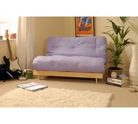 Comfy Living Wooden Futon sofa bed frame with a Standard Mattress - Lilac - 4ft6