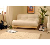 Comfy Living Wooden Futon sofa bed frame with a Standard Mattress - Natural - 4ft6