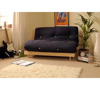 Comfy Living Wooden Futon sofa bed frame with a Standard Mattress - Navy - 4ft