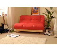 Comfy Living Wooden Futon sofa bed frame with a Standard Mattress - Red - 4ft6