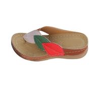 Comfy Low Wedge Wedges Shoes Sliders for Women Women's Summer New Thick Bottom Clip Toe Beach Shoes Spell Color Slope Heel Open Toe Slippers Black Sliders Womens Size 4 Slippers 8 Wide Fit (Brown,6.5)